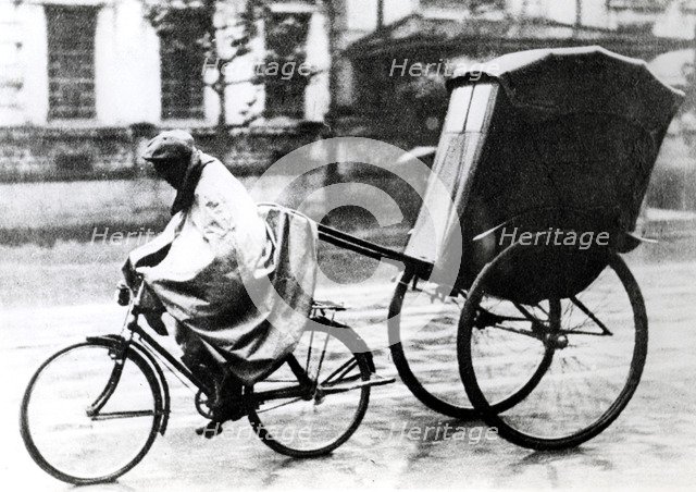 Bicycle taxi, German-occupied Paris, 1940-1944. Artist: Unknown