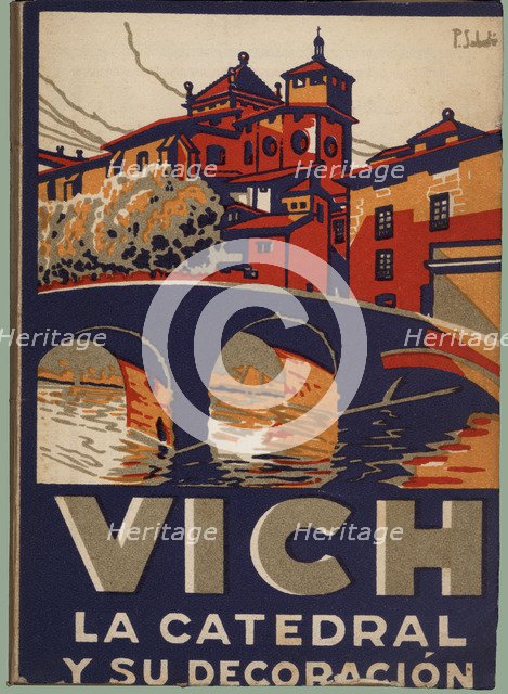 Cover of the tourist guide of the city of Vich, the Cathedral and its decoration, 1944.
