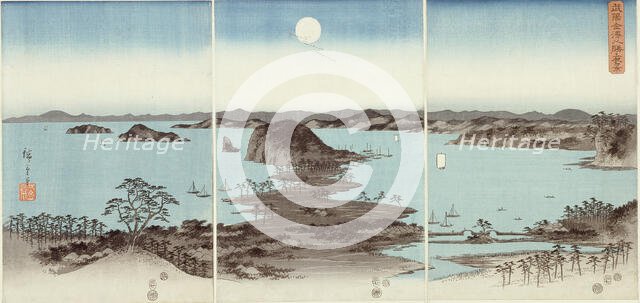 Evening View of Eight Famous Sites at Kanazawa (Buyo Kanazawa hassho yakei), 1857. Creator: Ando Hiroshige.