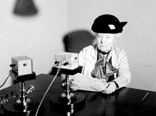 Swedish writer, Selma Lagerlof (1858-1940), reading on the radio, 1930s.
 Creator: Unknown.