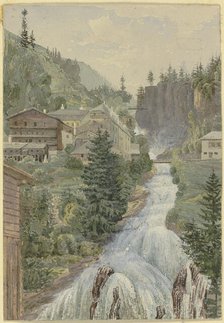 Alpine brook with houses, 19th century. Creator: Georg von Krieg.