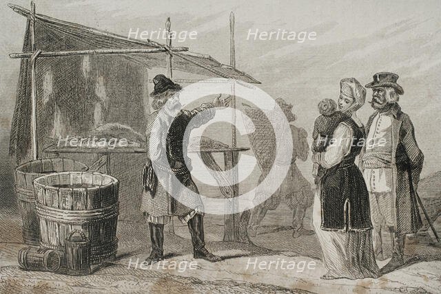 Fishermen of the Volga river, Russia, 1839. Creator: Augustin François Lemaitre.