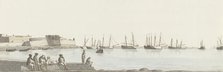 View of the roadstead with ships anchored at Bari, 1778. Creator: Louis Ducros.