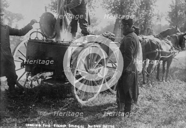 Cooking for French soldiers during battle, between c1914 and c1915. Creator: Bain News Service.