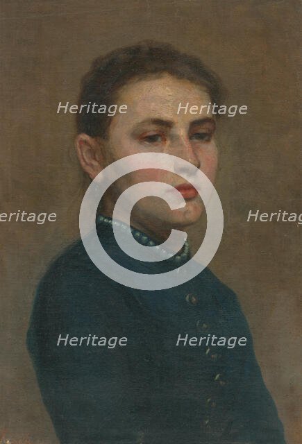 Study of a Girl with White Garnet, 1887. Creator: Jozef Hanula.