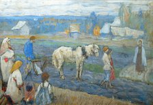 At the field, 1911. Artist: Nesterov, Mikhail Vasilyevich (1862-1942)