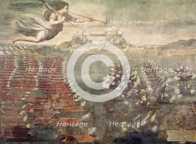 Battle of Lepanto, the winning ships entering the port of Messina.