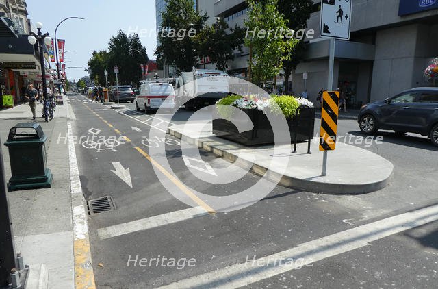 Two-way cycle route in Victoria, Vancouver Island, British Columbia, Canada. Creator: Unknown.