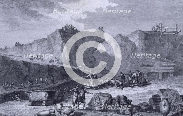 Excavation work at Herculaneum, Italy, 1781.  Creator: Guttenberg.