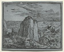 From a set of 4 Landscapes: No.4- Cliff on the Seashore. Creator: Hendrick Goltzius (Dutch, 1558-1617).