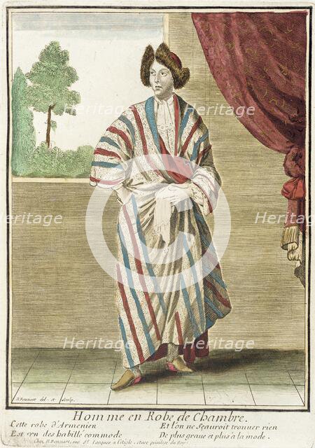 Recueil des modes de la cour de France, 'Homme en Robe de Chambre', 1676. Creator: Nicolas Bonnart.