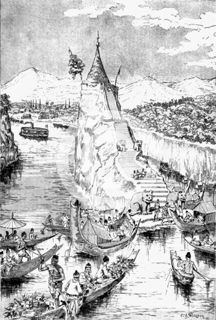 ''The Whirlpool and Pagoda of Kalewa, Chidwin River, Upper Burma, during the Water Festival', 1888. Creator: Unknown.