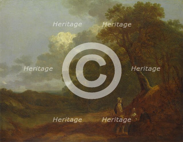 Wooded Landscape with a Man Talking to Two Seated Women, ca. 1745. Creator: Thomas Gainsborough.