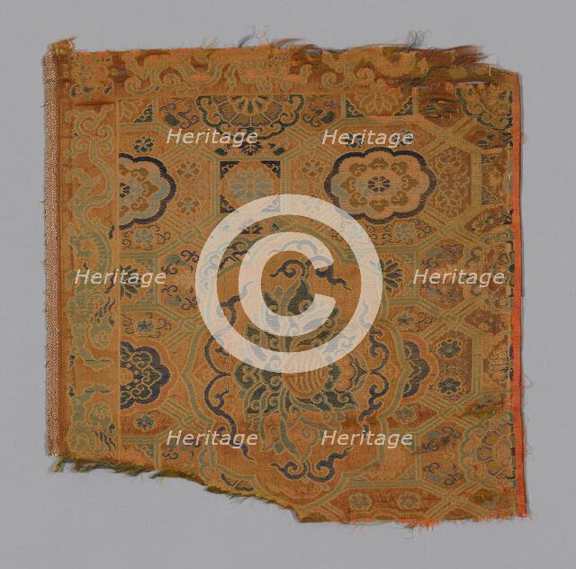 Fragment (Furnishing Fabric), China, Ming dynasty (1368-1644), 15th century. Creator: Unknown.