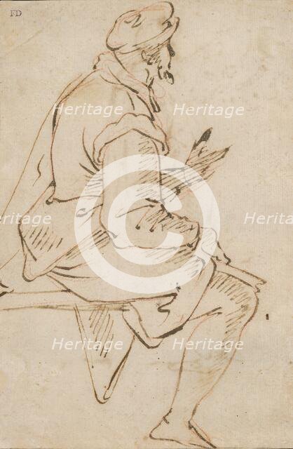 Study of a seated man, around 1500. Creator: Unknown.