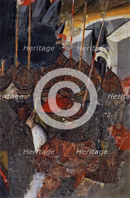 'Israeli crossing the Red Sea', detail of soldiers, altarpiece of the church of San Sebastian de…