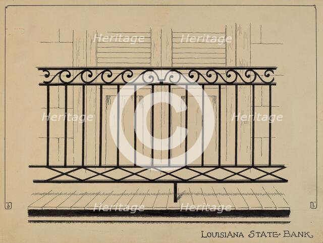 Balcony Railing, c. 1936. Creator: Ray Price.