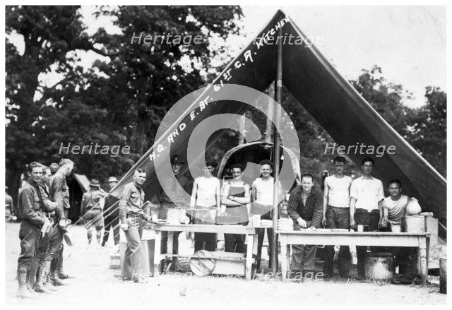 Field kitchen of E Battalion, 61st Cavalry Artillery, Fort Sheridan, Illinois, USA, 1920. Artist: Unknown
