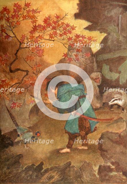 'Momotaro and the Pheasant', 1912. Creator: Evelyn Paul.