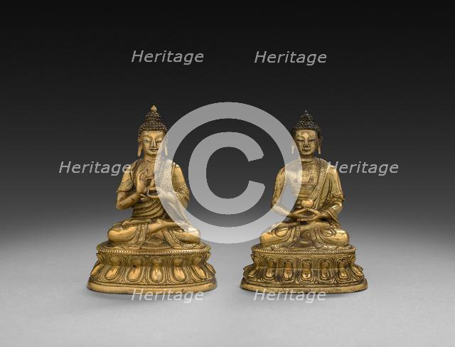 Pair of Seated Buddhas, 1500s. Creator: Unknown.