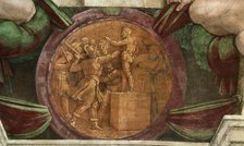 Medallion represents the Destruction of the Statue of the God Baal..., 1508-1512. Creator: Buonarroti, Michelangelo (1475-1564).