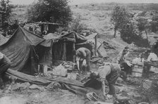British artillery officers' mess on captured ground, 10 Jun 1917. Creator: Bain News Service.