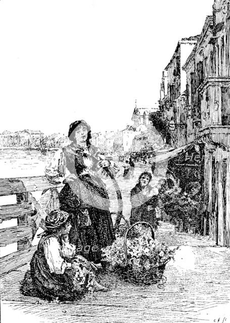 "On the Riva of the Giudecca, Venice", H. Woods, A.R.A. - Royal Academy, 1890.  Creator: Carl Hentschel.