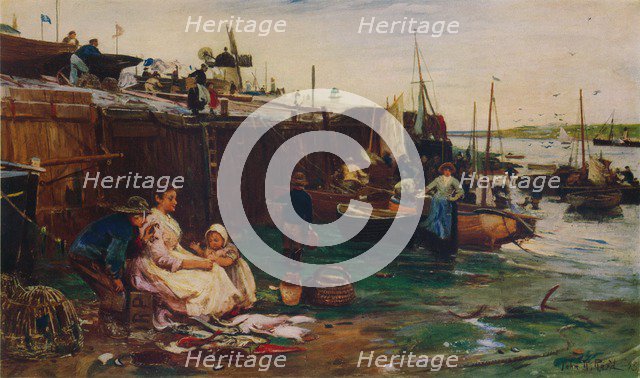 'Fisherfolk at St. Ives', 1893. Artist: John Robertson Reid.