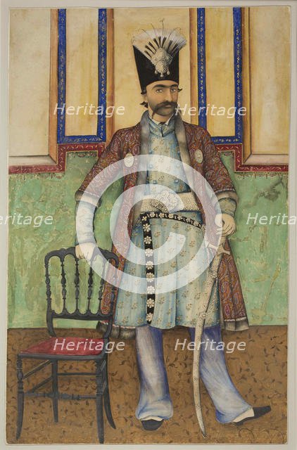 Portrait of Nasser al-Din Shah Qajar (1831-1896), Shahanshah of Persia, ca 1855. Creator: Anonymous.