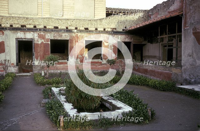 Garden in the courtyard of the Roman Villa, the House of the Stags, Herculaneum, Italy. Artist: Unknown