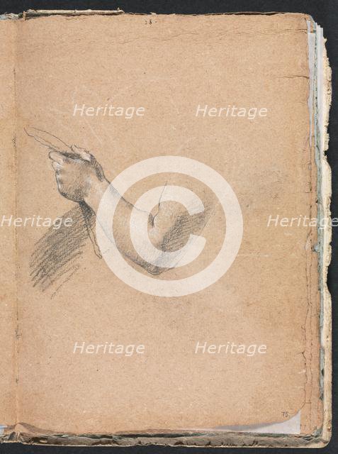 Verona Sketchbook: Left arm and hand (page 75), 1760. Creator: Francesco Lorenzi (Italian, 1723-1787).