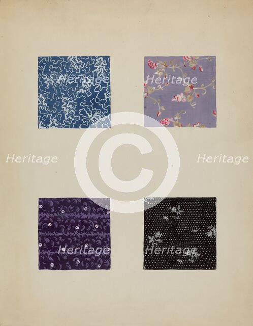 Materials from Patchwork Quilt, c. 1936. Creator: Katherine Hastings.