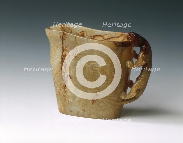 Jade ewer with kui dragon handle, Southern Song or Yuan dynasty, China, 12th-14th century. Artist: Unknown