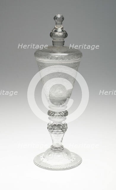 Goblet with Cover, Brunswick, c. 1750. Creator: Probably engraved by Johann Heinrich Balthasar.