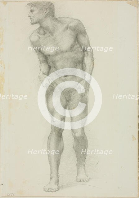 Standing Nude Male with Face in Profile, c. 1873-77. Creator: Sir Edward Coley Burne-Jones.