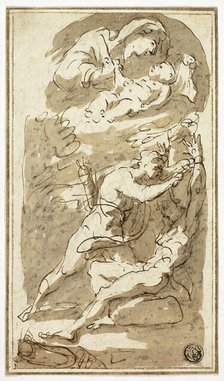 Sketches of Madonna and Child, Flaying of Marsyas, n.d. Creator: Style of Gaspare Diziani Italian, 1689-1767.