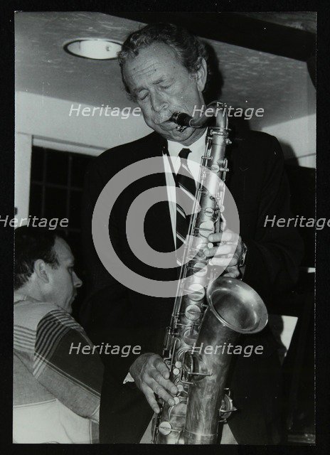 Spike Robinson playing the tenor saxophone at The Bell, Codicote, Hertfordshire, 11 September 1986. Artist: Denis Williams