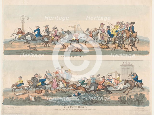 The Easter Hunt and The City Hunt, May 1, 1803., May 1, 1803. Creator: Thomas Rowlandson.