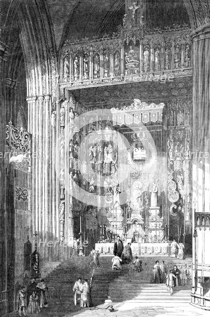 "The Grand Altar of the Cathedral of Seville" - painted by David Roberts, R.A., 1857. Creator: Unknown.