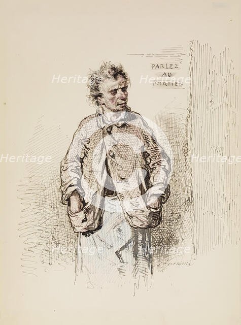 The Porter, 1852-1866. Creator: Paul Gavarni.