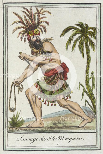 Costumes de Différents Pays, 'Sauvage des I les Marquises', c1797. Creators: Jacques Grasset de Saint-Sauveur, LF Labrousse.