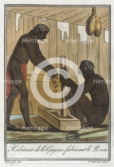 Costumes de Différents Pays, 'Habitants de la Guyane Fabricant le Rocou', c1797. Creators: Jacques Grasset de Saint-Sauveur, LF Labrousse.