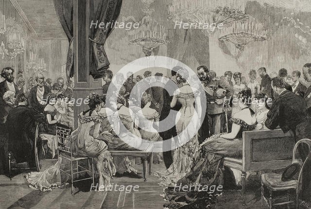 Black tie ball held at the Ministry of Agriculture and Commerce...Paris Exposition, May 2, 1878. Creator: Bernardo Rico.