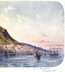'View of Hong Kong, 7 December 1865'.  Artist: Jean Henri Zuber