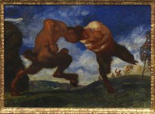 Fighting fauns, 1898. Creator: Stuck, Franz, Ritter von (1863-1928).