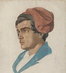 Head Study of a Fisherman from Capri, ca. 1849. Creator: Lorenz Frølich.