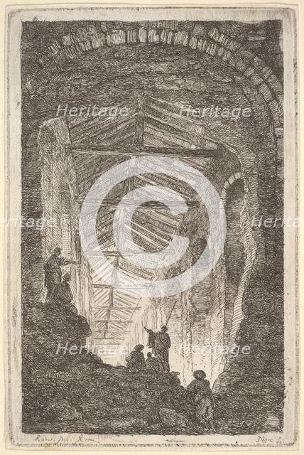 Plate 10: The Ancient Gallery: a large covered gallery, light entering from the bac..., ca. 1763-64. Creator: Hubert Robert.