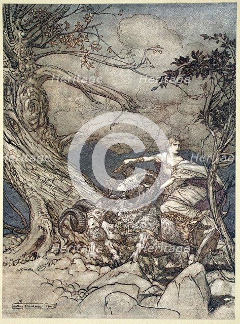 'Fricka approaches in anger', 1910.  Artist: Arthur Rackham
