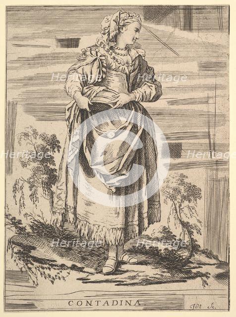 Reverse copy of Contadina, Recueil de diverses fig.res étrangeres Inventées par F...., 18th century. Creator: Unknown.