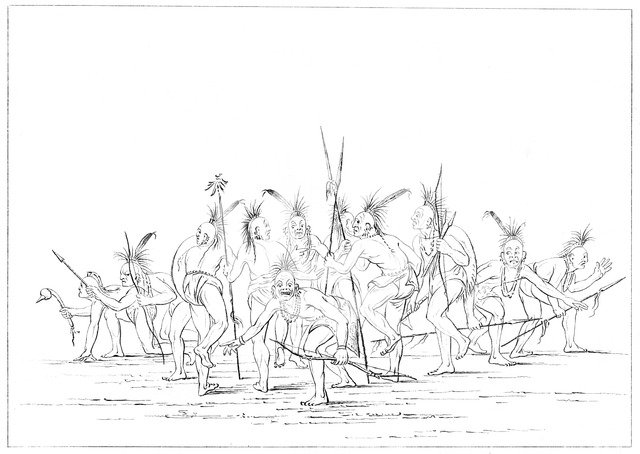 Discovery dance, Sac and Fox, Rock Island, Upper Mississippi, 1841.Artist: Myers and Co